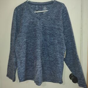 St. John's Bay Navy Space-Dyed  Classic V-Neck Pullover Size Large